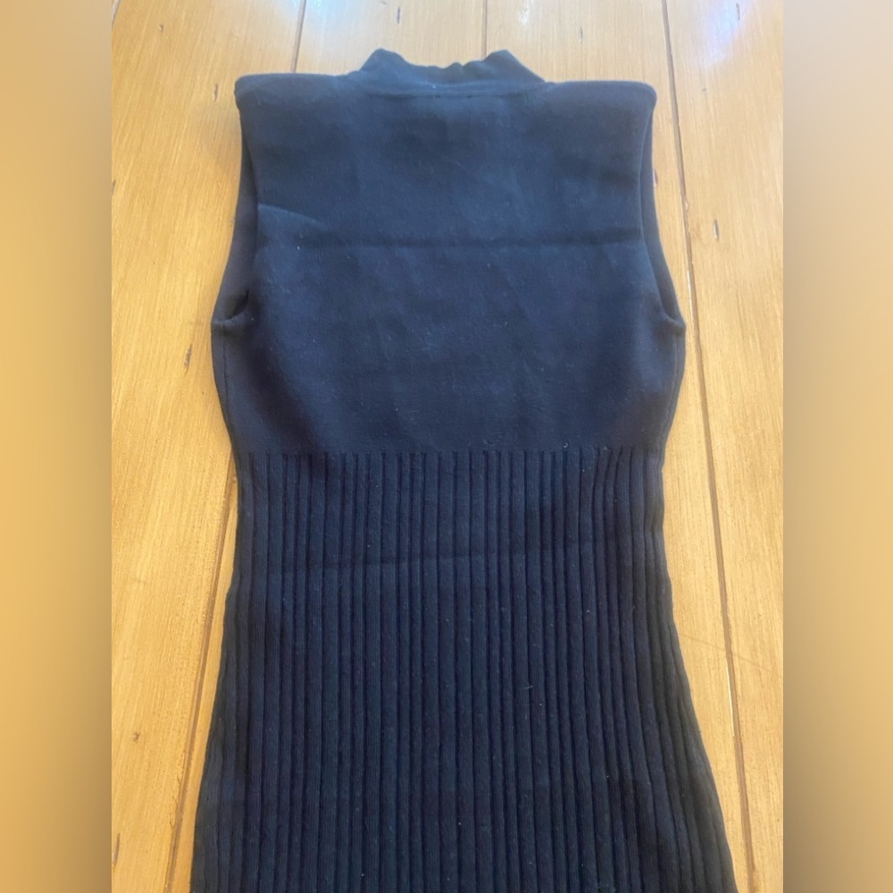 Women’s Sleeveless Turtleneck Maxi Black Sweater Dress Bodycon Texture New S/M - Picture 4 of 15
